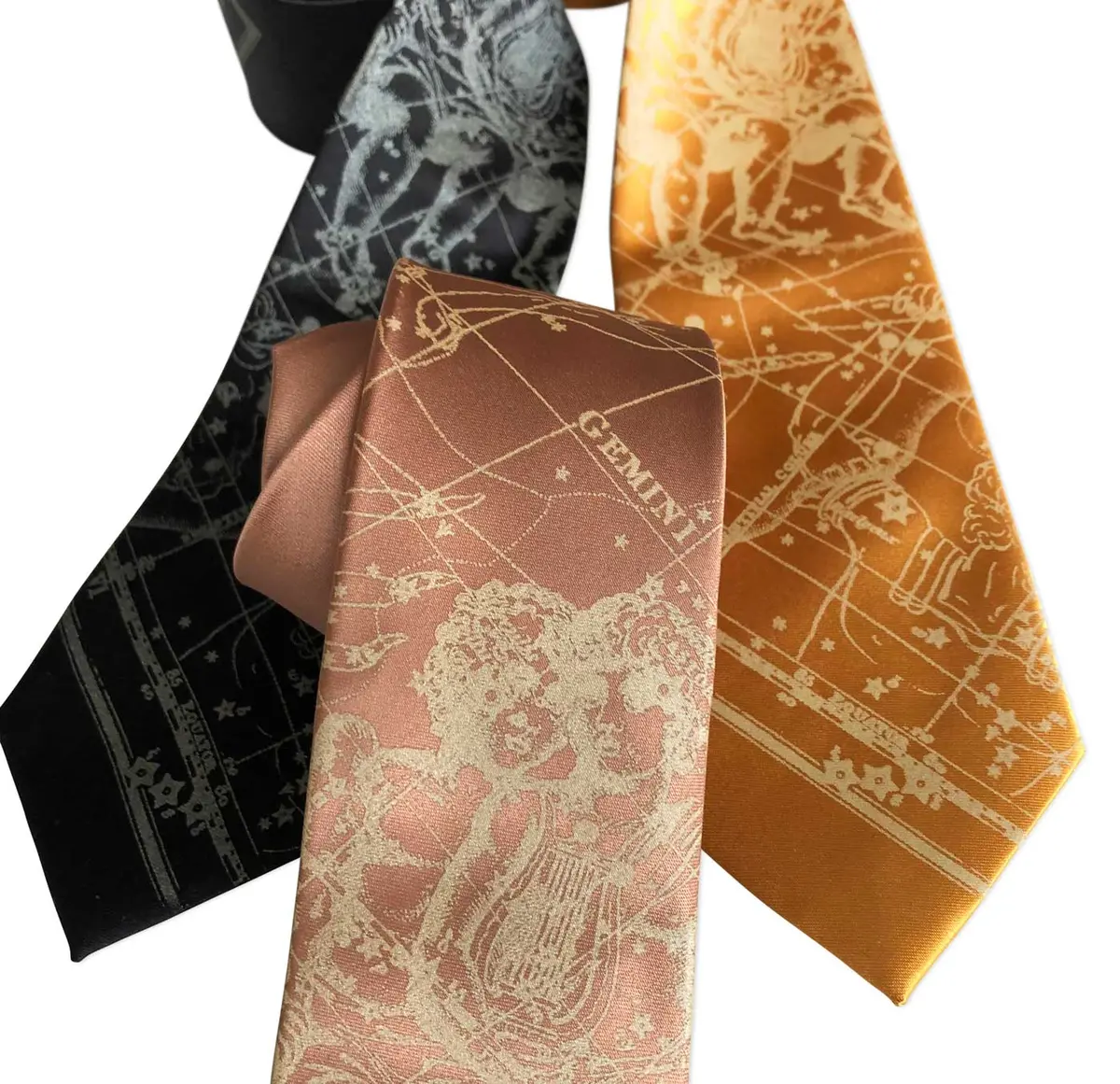 Gemini Necktie, The Twins. Zodiac Constellation Star Chart Tie 3