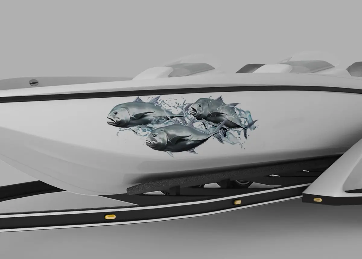 Giant Trevally Splash Trio Boat Decal Set – Premium Vinyl Fish Graphics 2