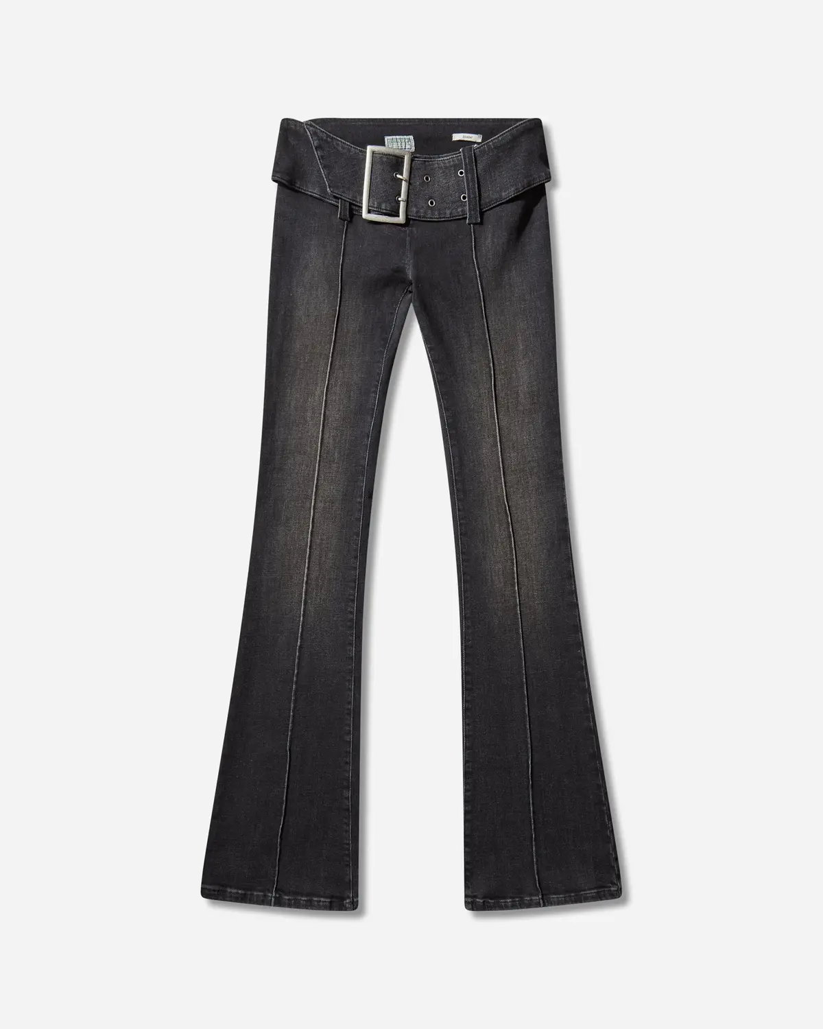 Women's Belted Bootcut Pants Black Sanded Wash 1