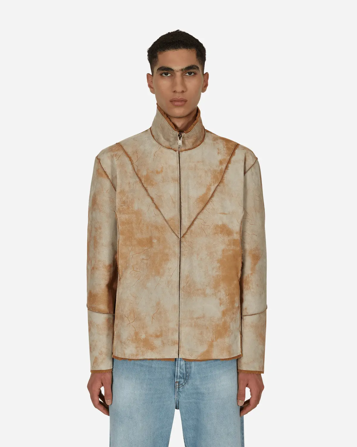 Leather Sherpa Jacket Beige 1