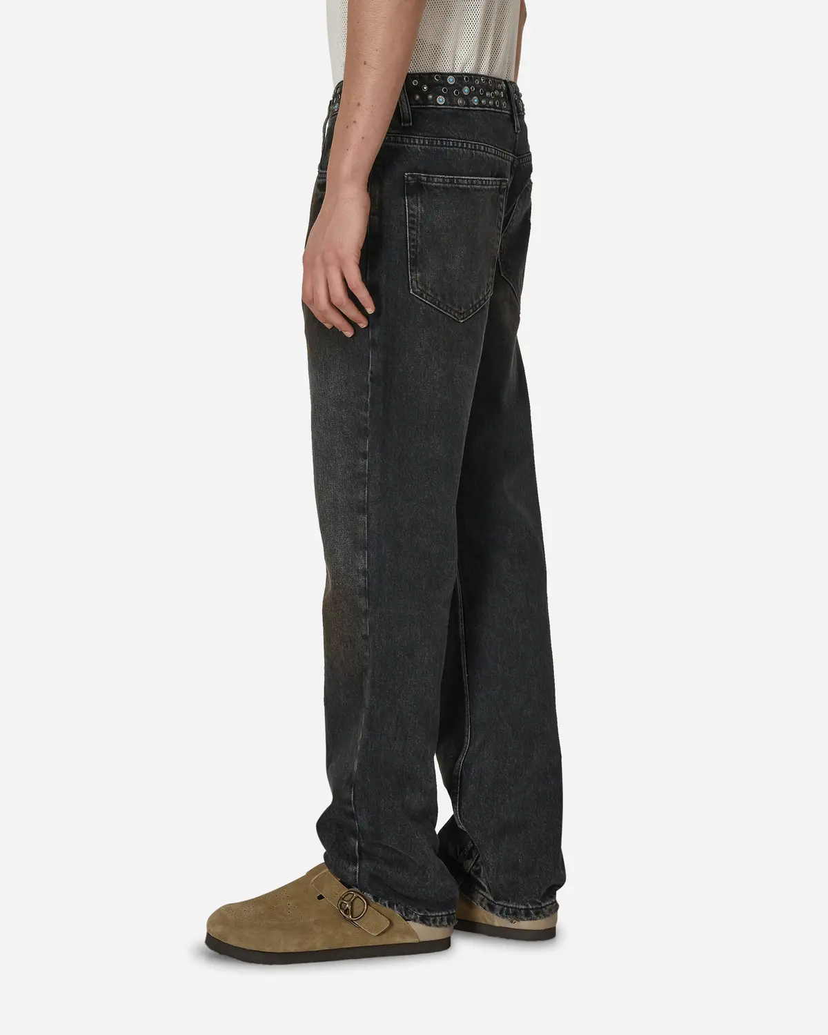 Embellished Flare Pants Aged Black Wash 2