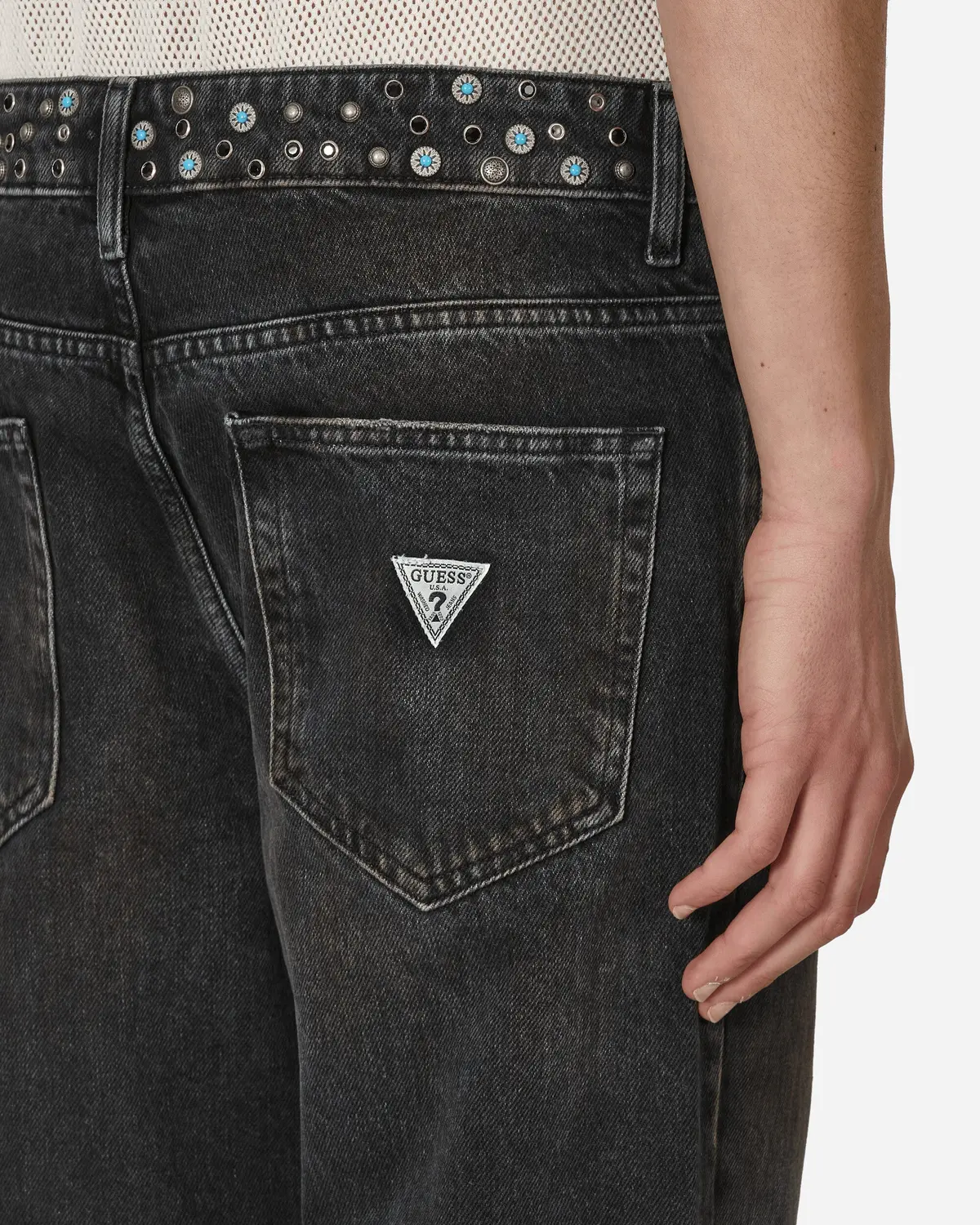 Embellished Flare Pants Aged Black Wash 5