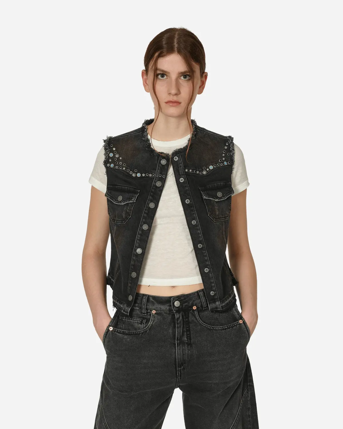 Western Denim Vest Used Black Wash 1