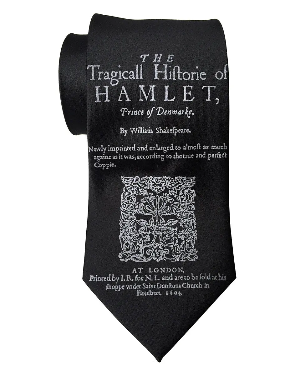 Hamlet Necktie, Shakespeare Print Silk Tie 1