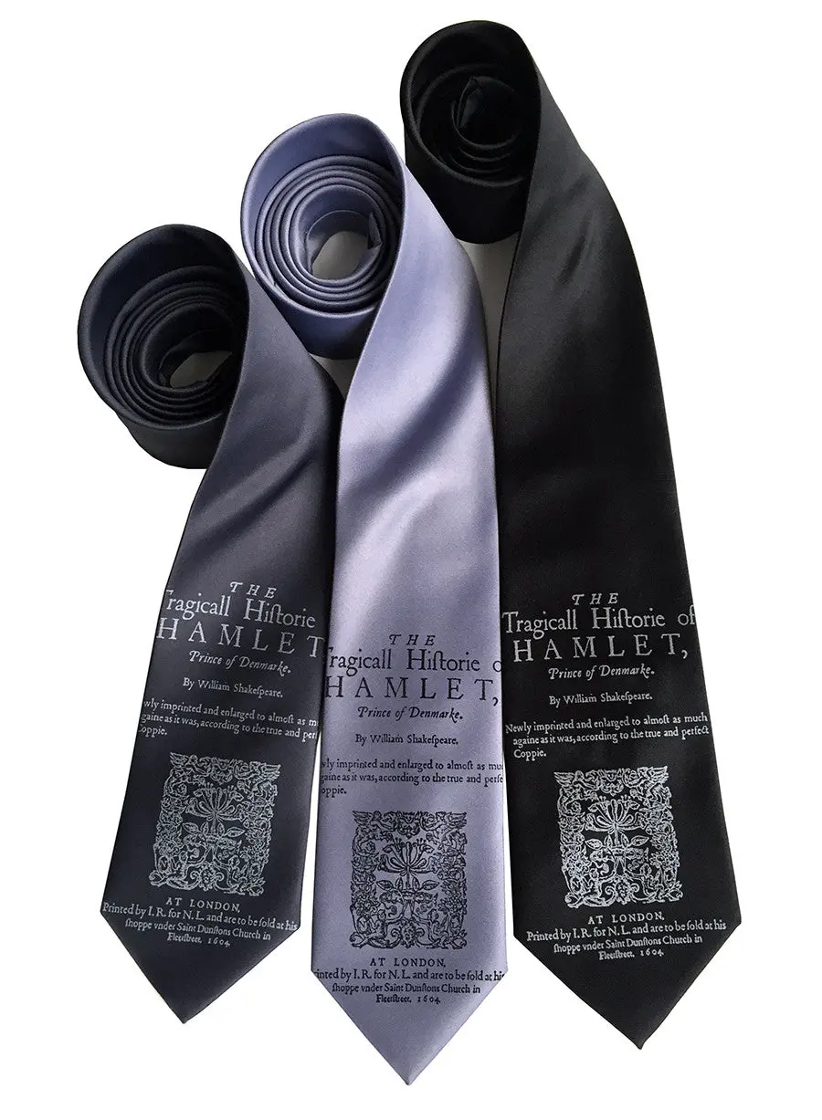 Hamlet Necktie, Shakespeare Print Silk Tie 2