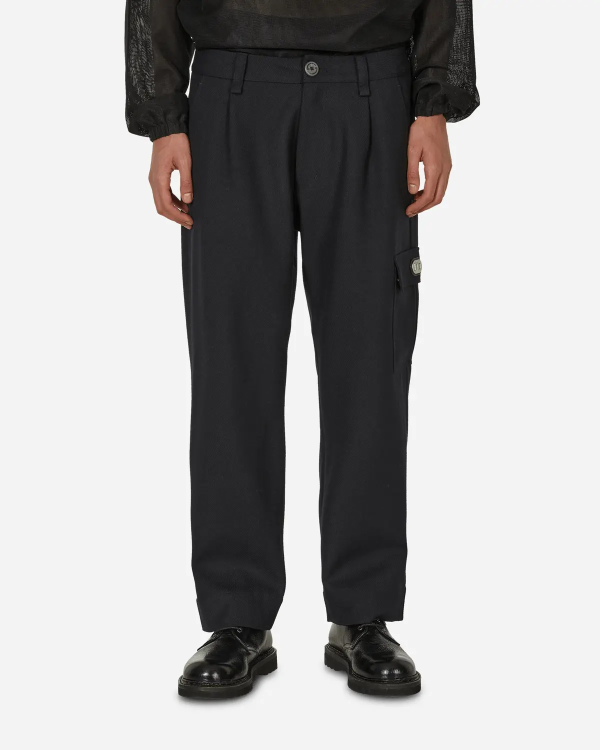 Merino Piston Pleated Patch Cargo Pants Black 1