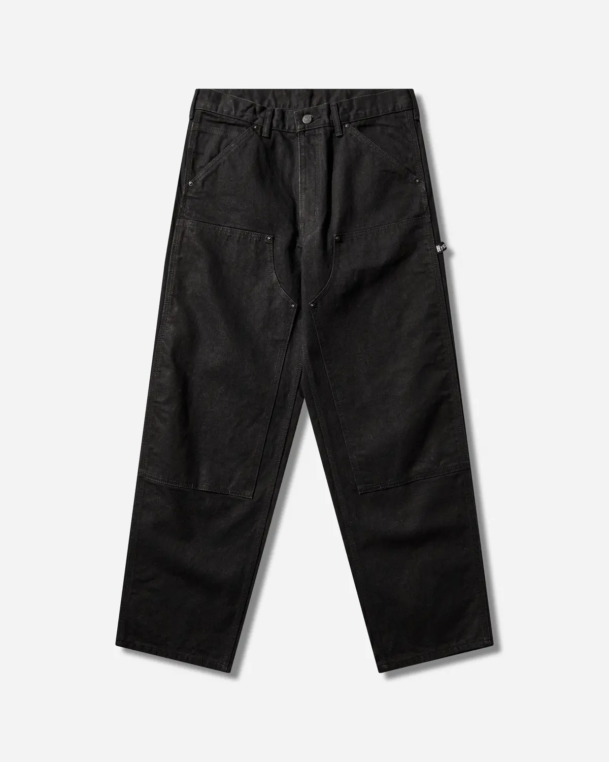 Men's Double Knee Denim Pants Black 1