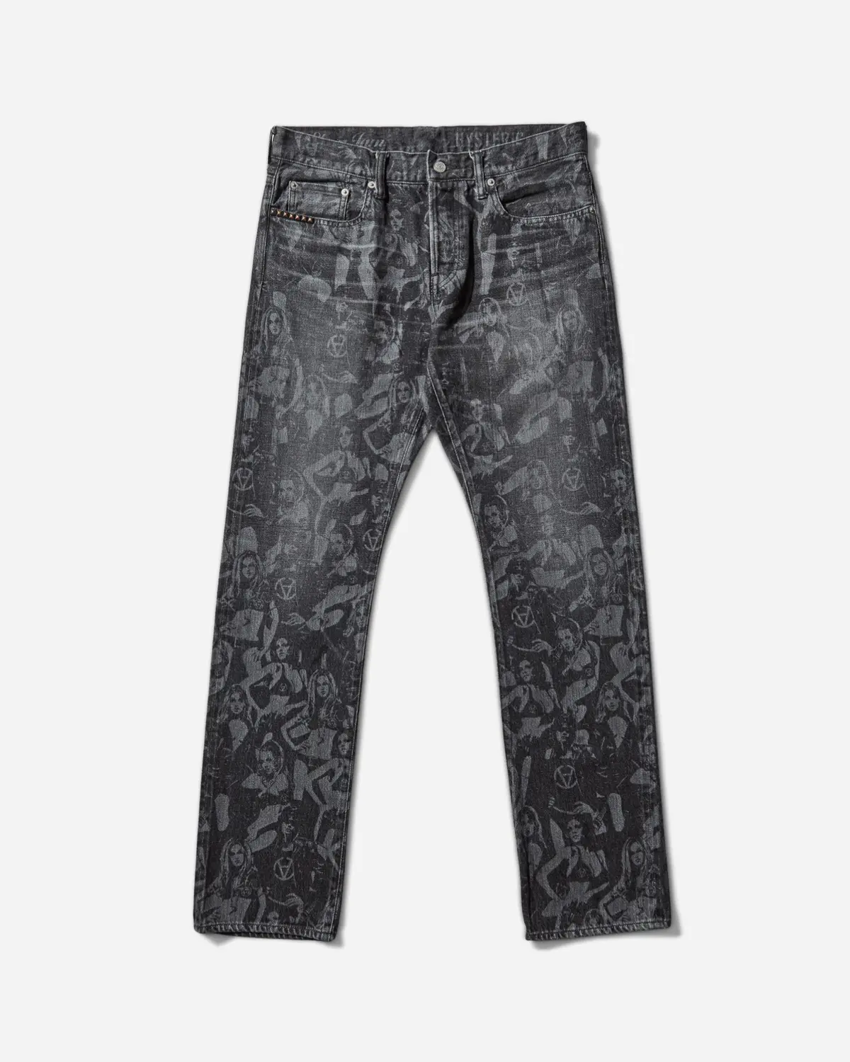 Slam Jam Hysteric Angels Screen Print Denim Pants Black 1
