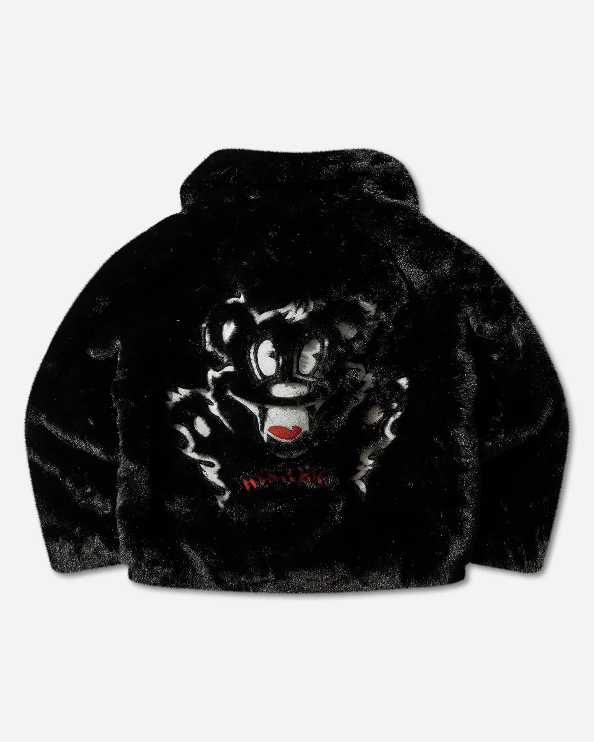 Women's Fire Bear Embroidered Faux Fur Blouson Black 2