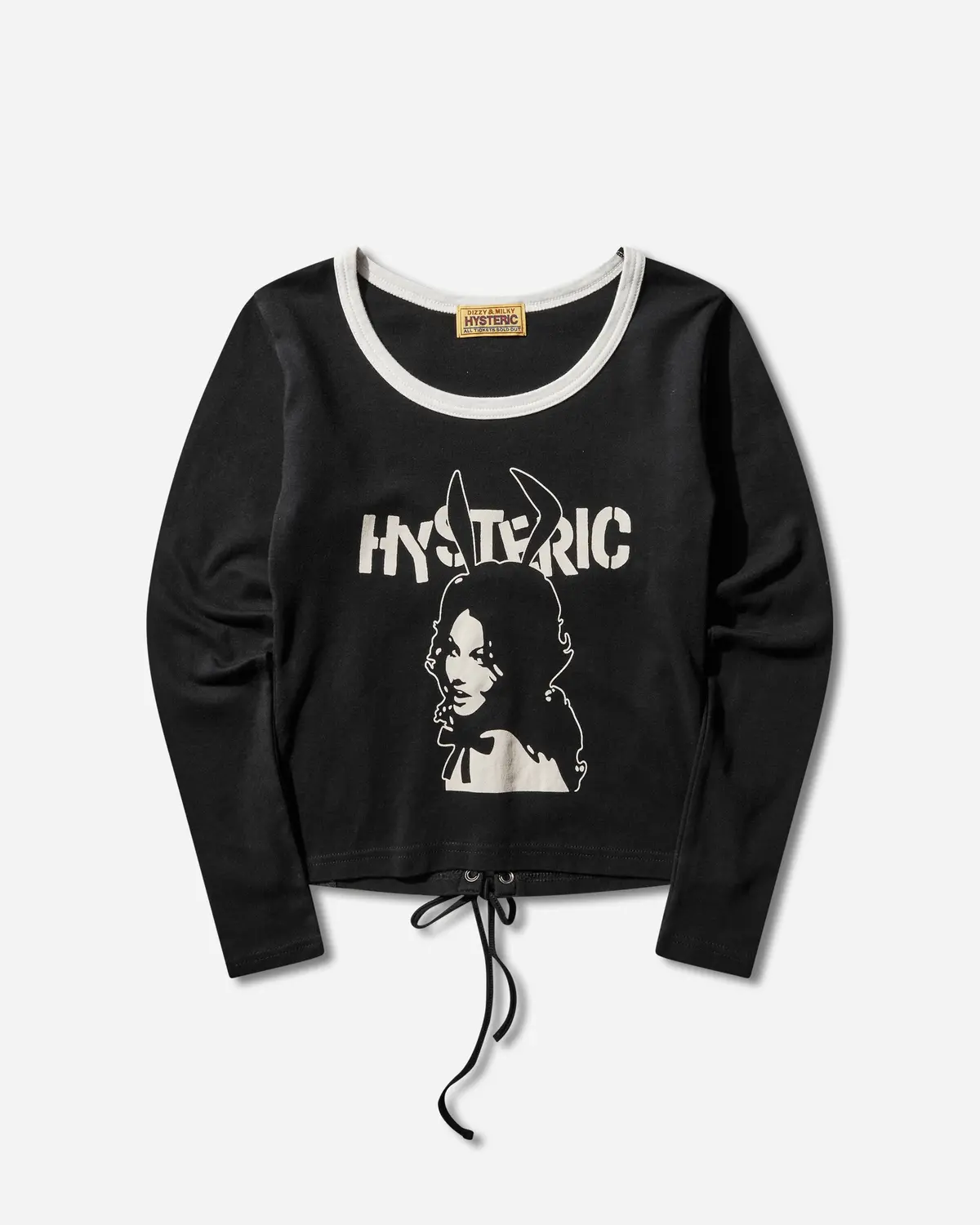 Women's Bunny Girl Lace-Up Baby T-Shirt Black 1