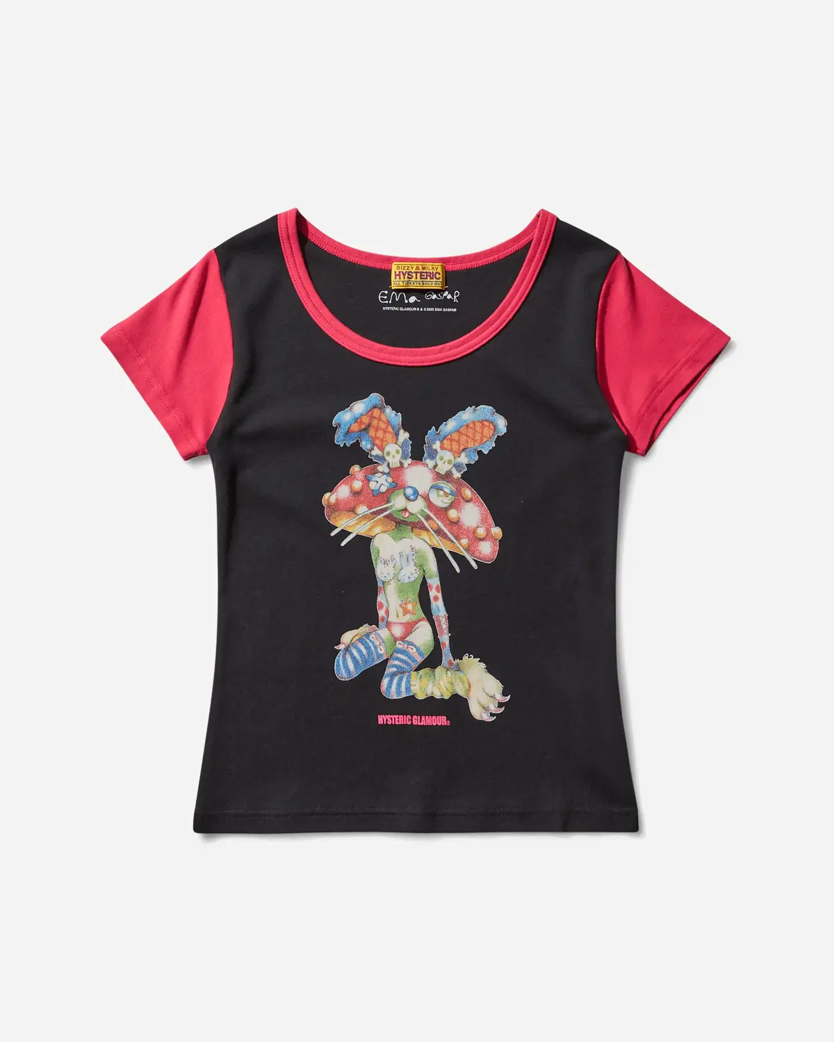 Women's Ema / Lazy Mushroom Tiny T-Shirt Black 1