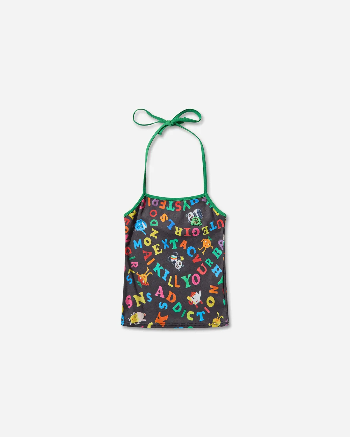 Women's Sns Addiction Pattern Halter Neck Top Black 1