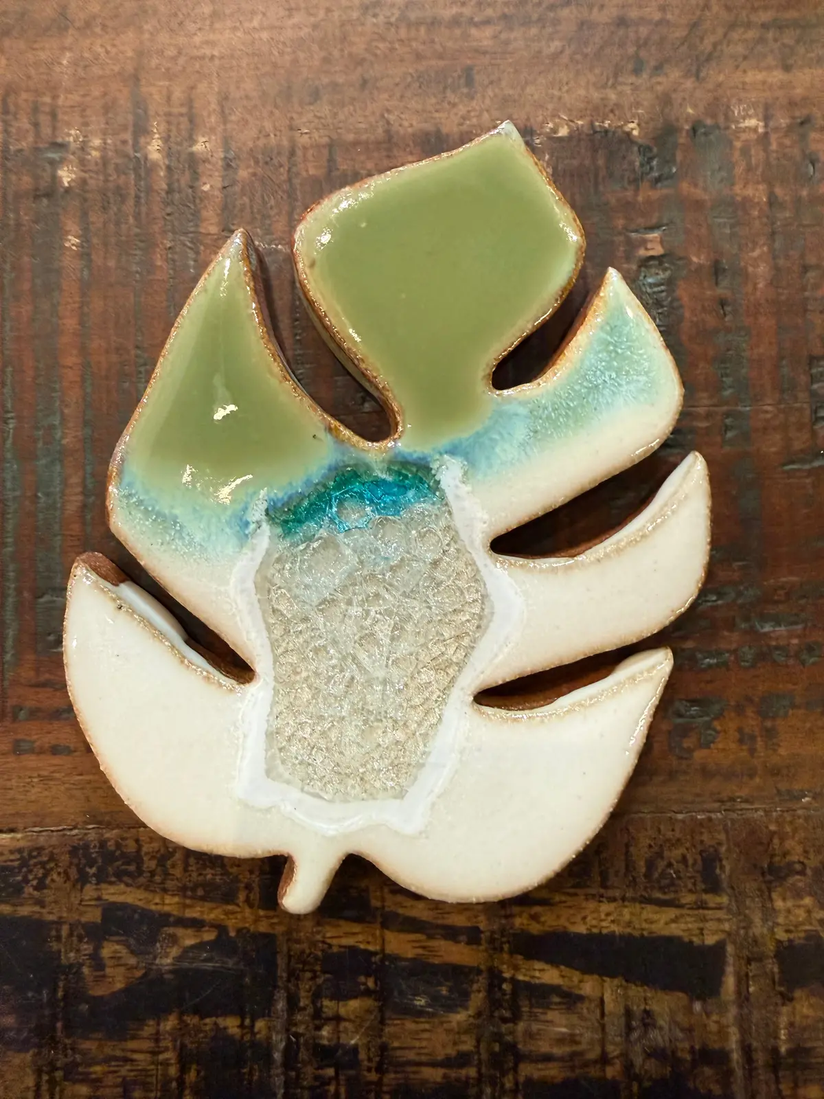 Monstera Ceramic Coaster - White Pearl 1