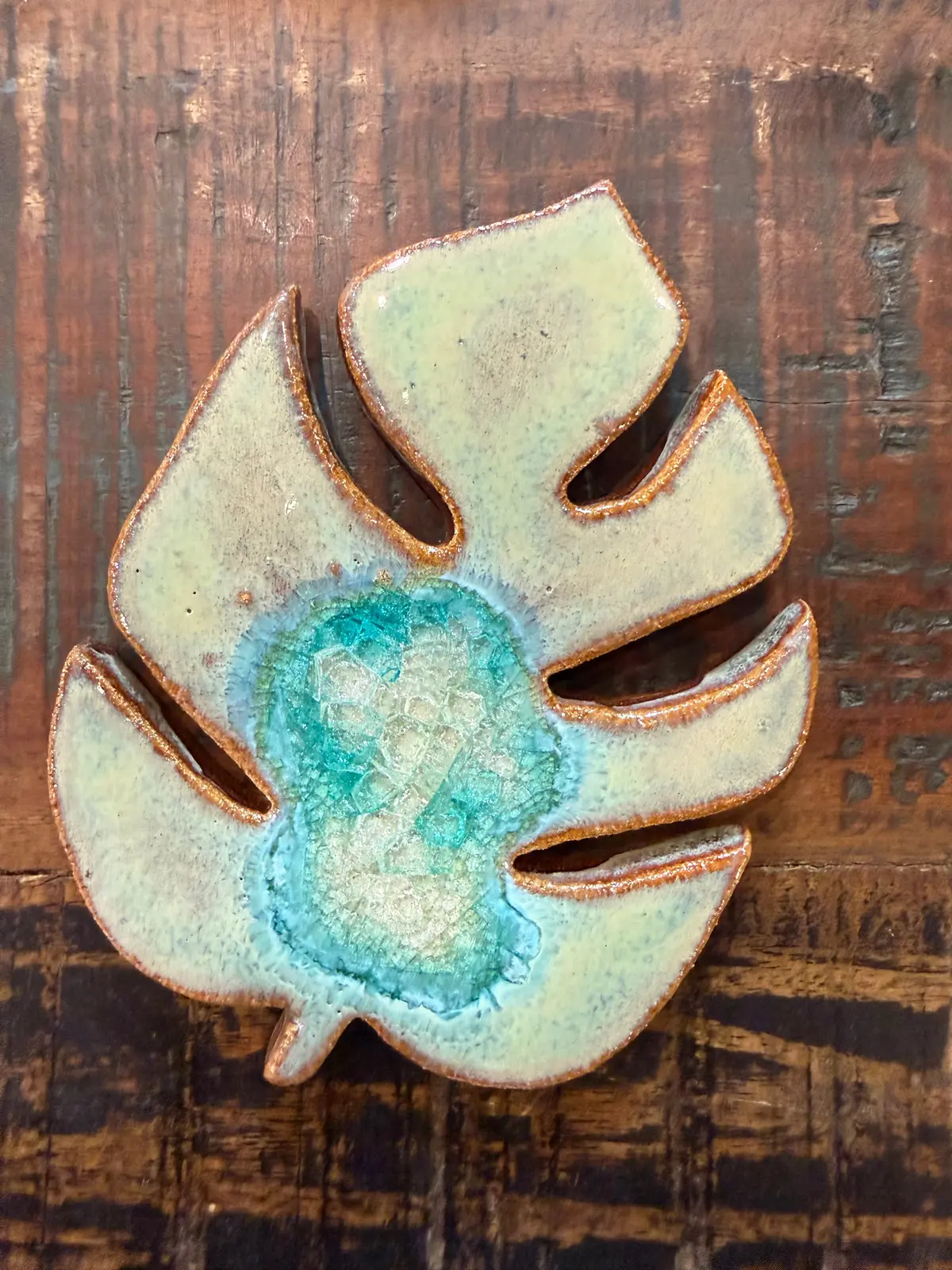 Monstera Ceramic Coaster - Turquoise 1
