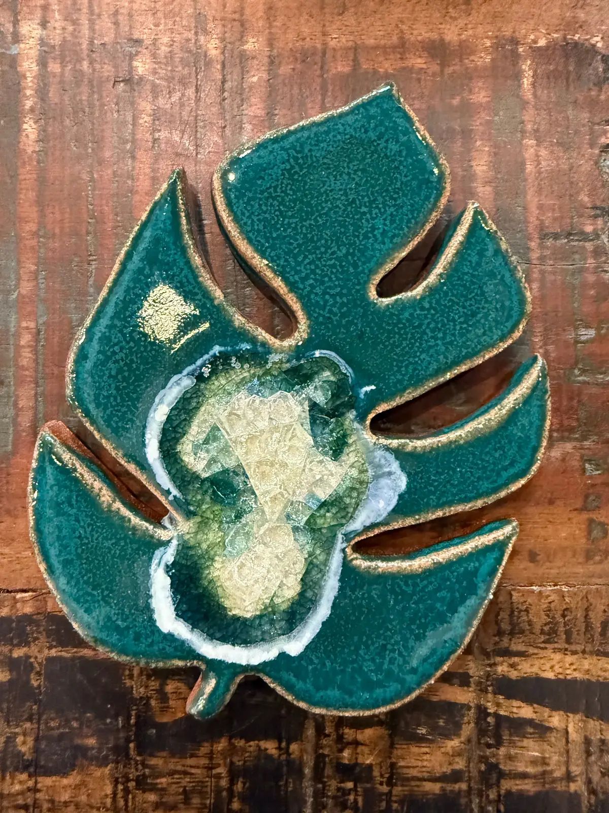 Monstera Ceramic Coaster - Bluegreen 1