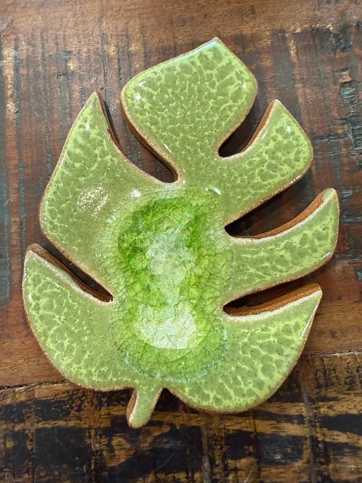 Monstera Ceramic Coaster - Leaf Green 1