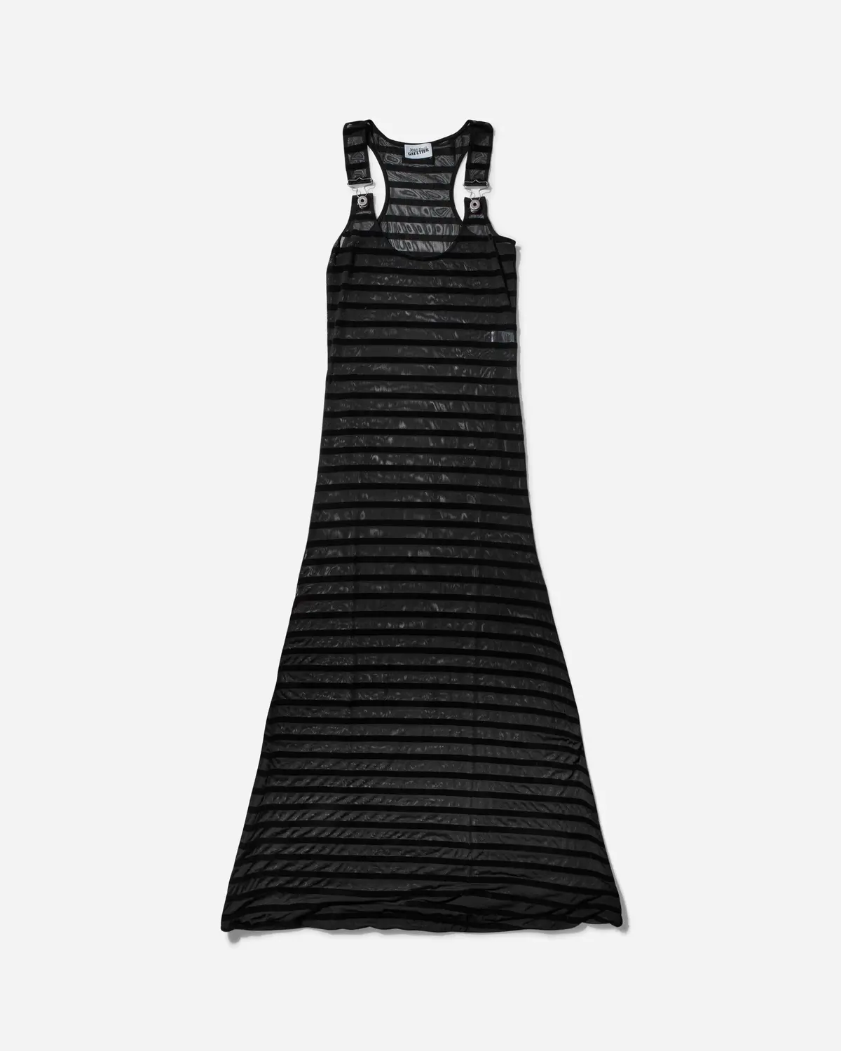 Women's Striped Mesh Long Dress Black 1