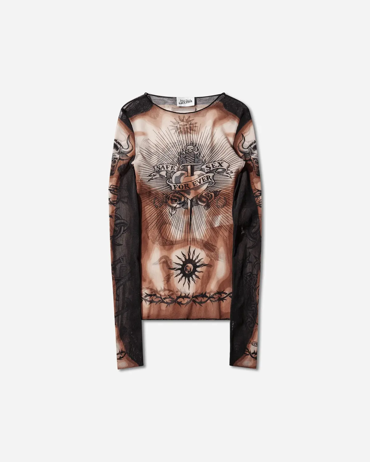 Women's Re-Edition Safe Sex Tattoo Longsleeve Top Black 1