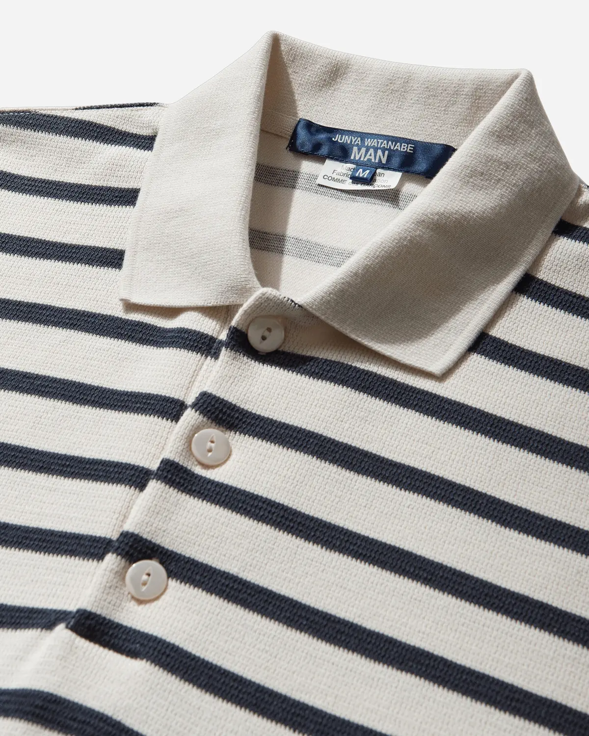 Men's Striped Longsleeve Polo Natural / Navy 3