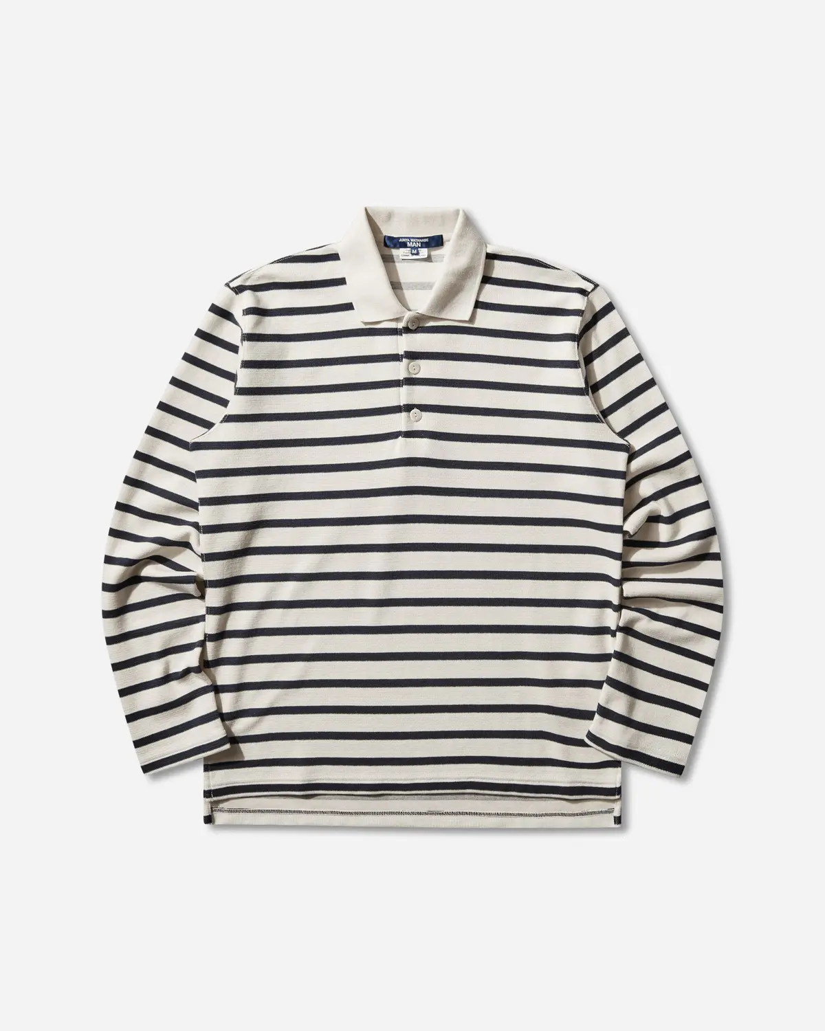 Men's Striped Longsleeve Polo Natural / Navy 1