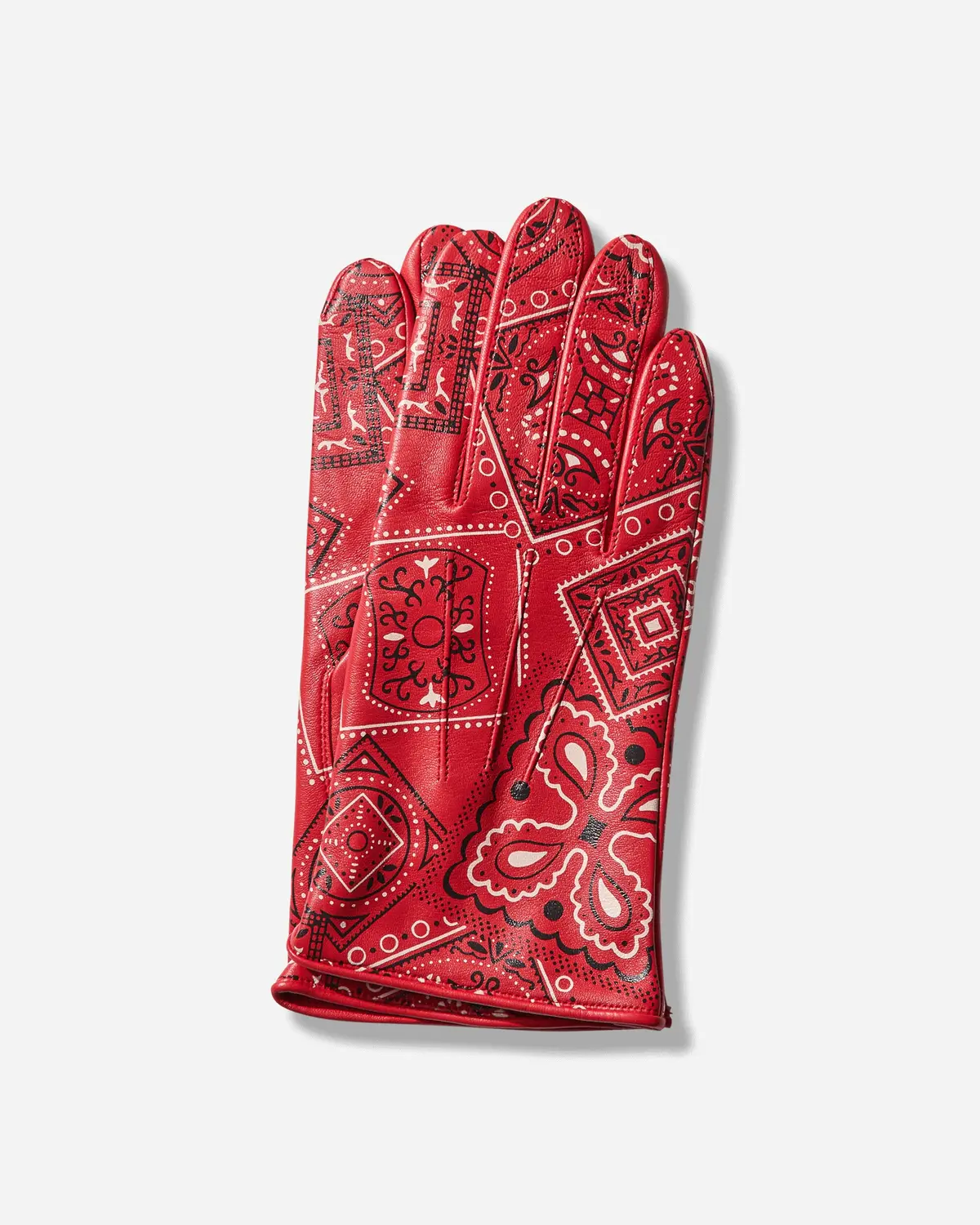 Leather Cookie Bandana Gloves Red 1