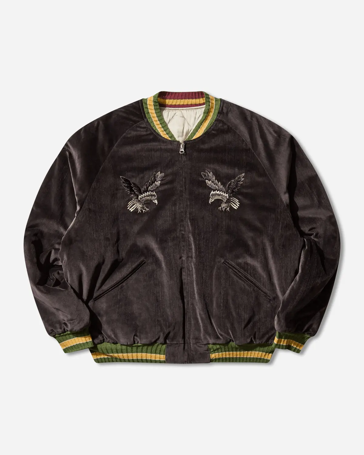 Men's Velveteen Souvenir Jacket (Raven & Skull) Black 1