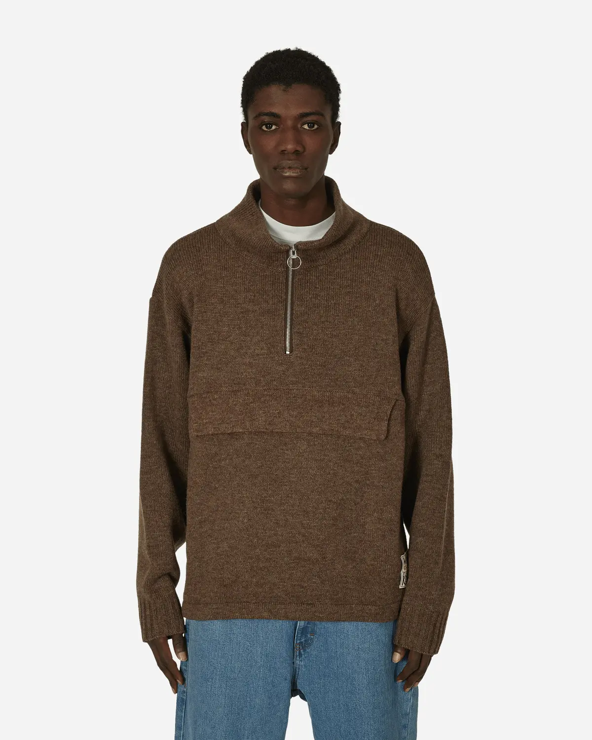 5G Shetland Wool Half Zip Anorak Moca 1