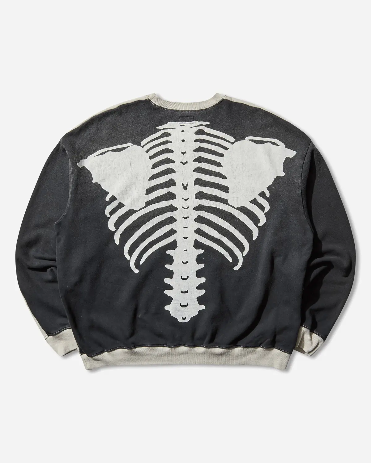 Men's Sweat Knit 2Tones Remake Big Sweatshirt (Bone) Ecru / Black 2