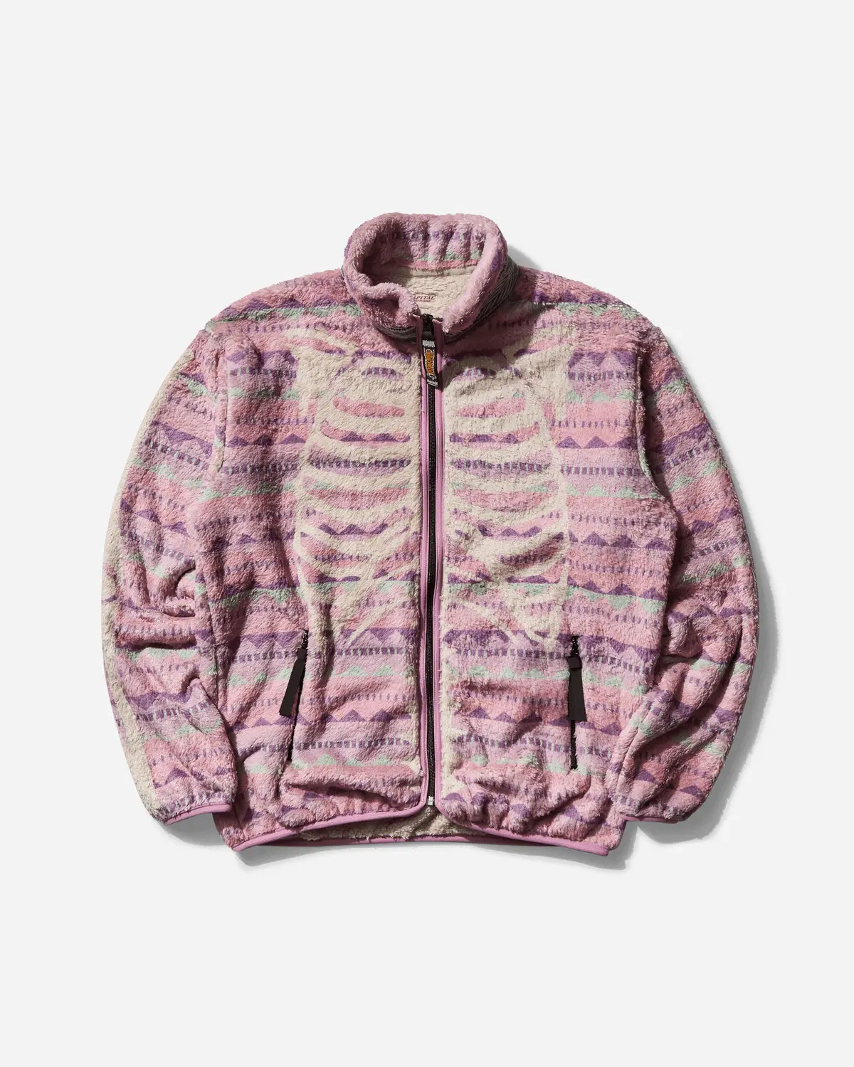 Men's Ashland Stripe & Bone Fleece Zip Jacket Pink 1