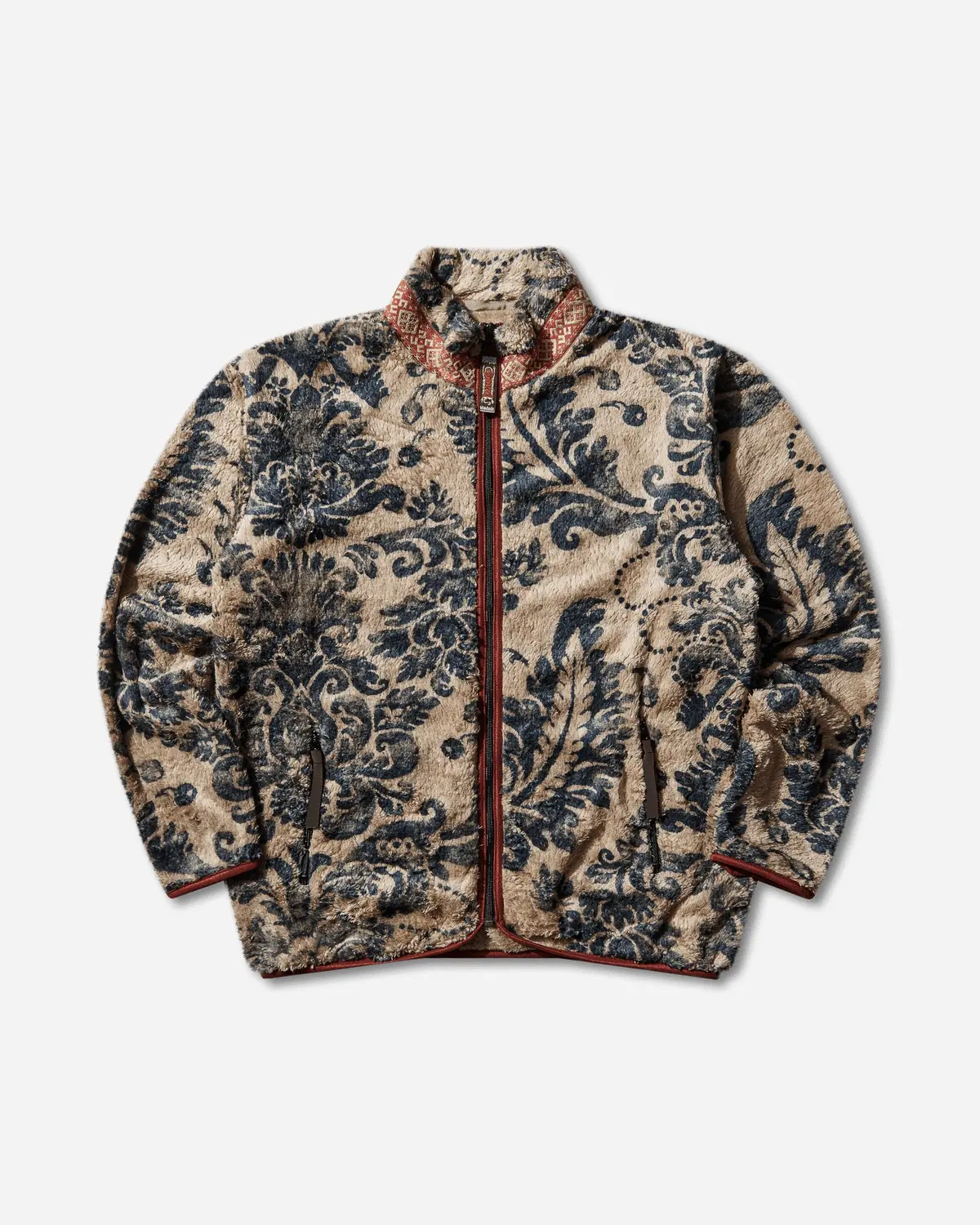 Men's Damask Fleece Zip Jacket Beige 1
