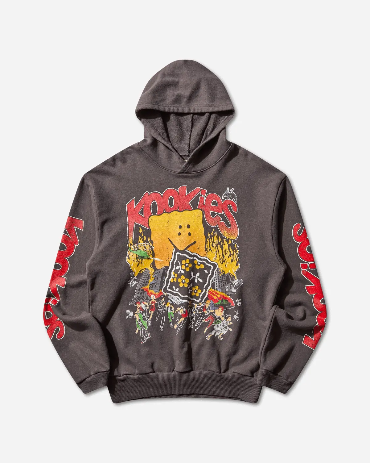 Men's Sweat Knit Hoodie (Buster Peckish Rainbowy) Ink Black 1