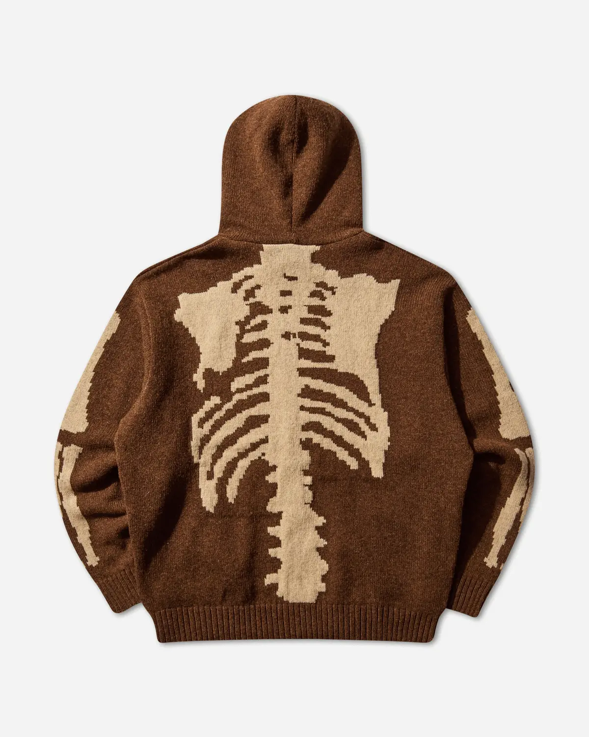 Men's 5G Wool Bone Hooded Sweater Brown 2