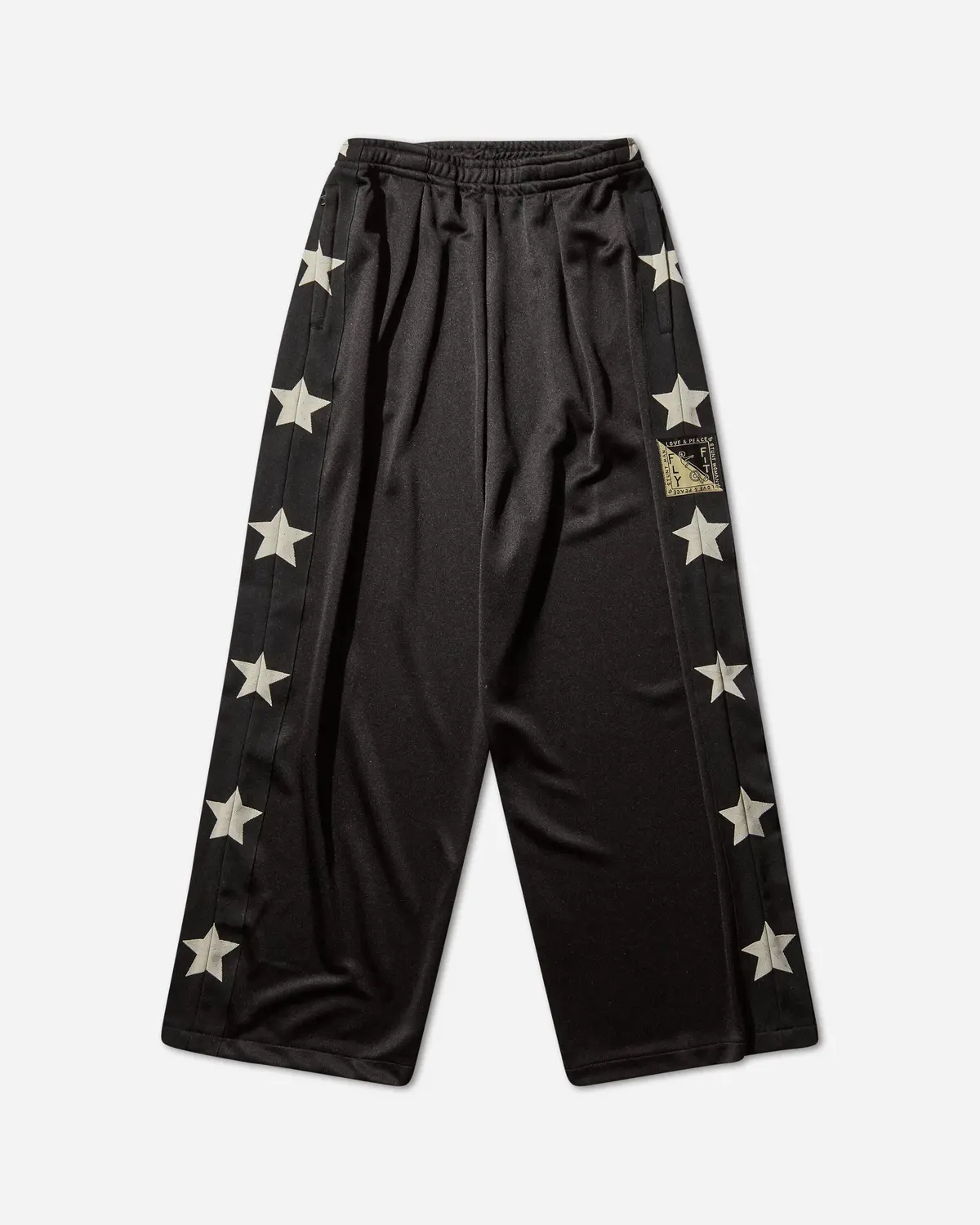 Men's Smooth Jersey Stuntman & Woman Baggy Track Pants Black 1