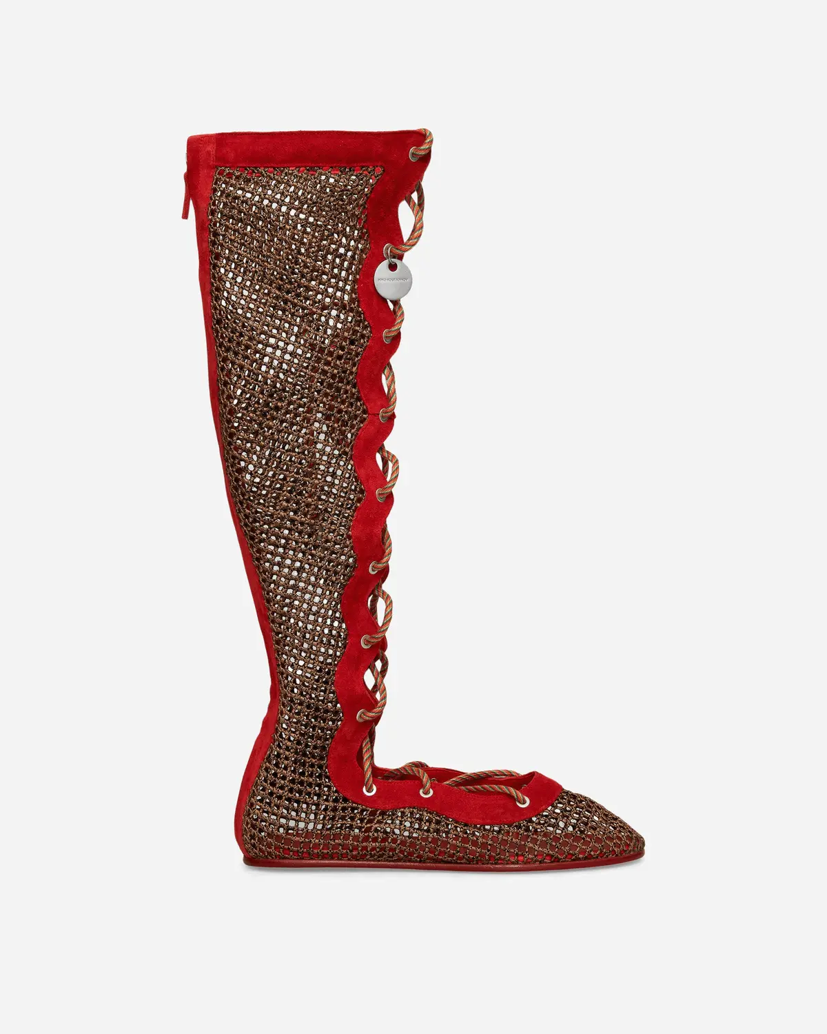 Women's Reticella Knee High Boots Red 1