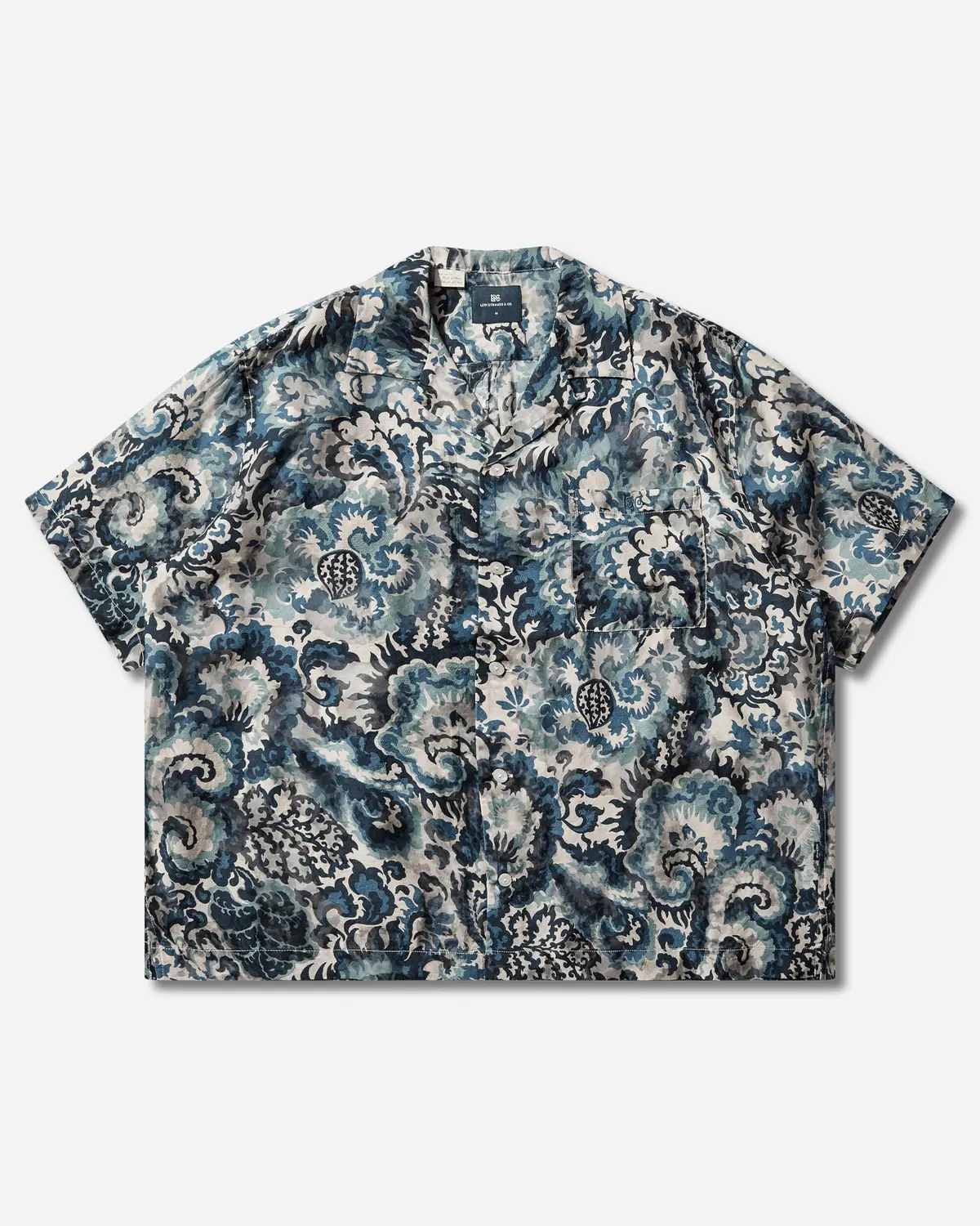 Men's Blue Tab Short Sleeve Camp Shirt Blue 1