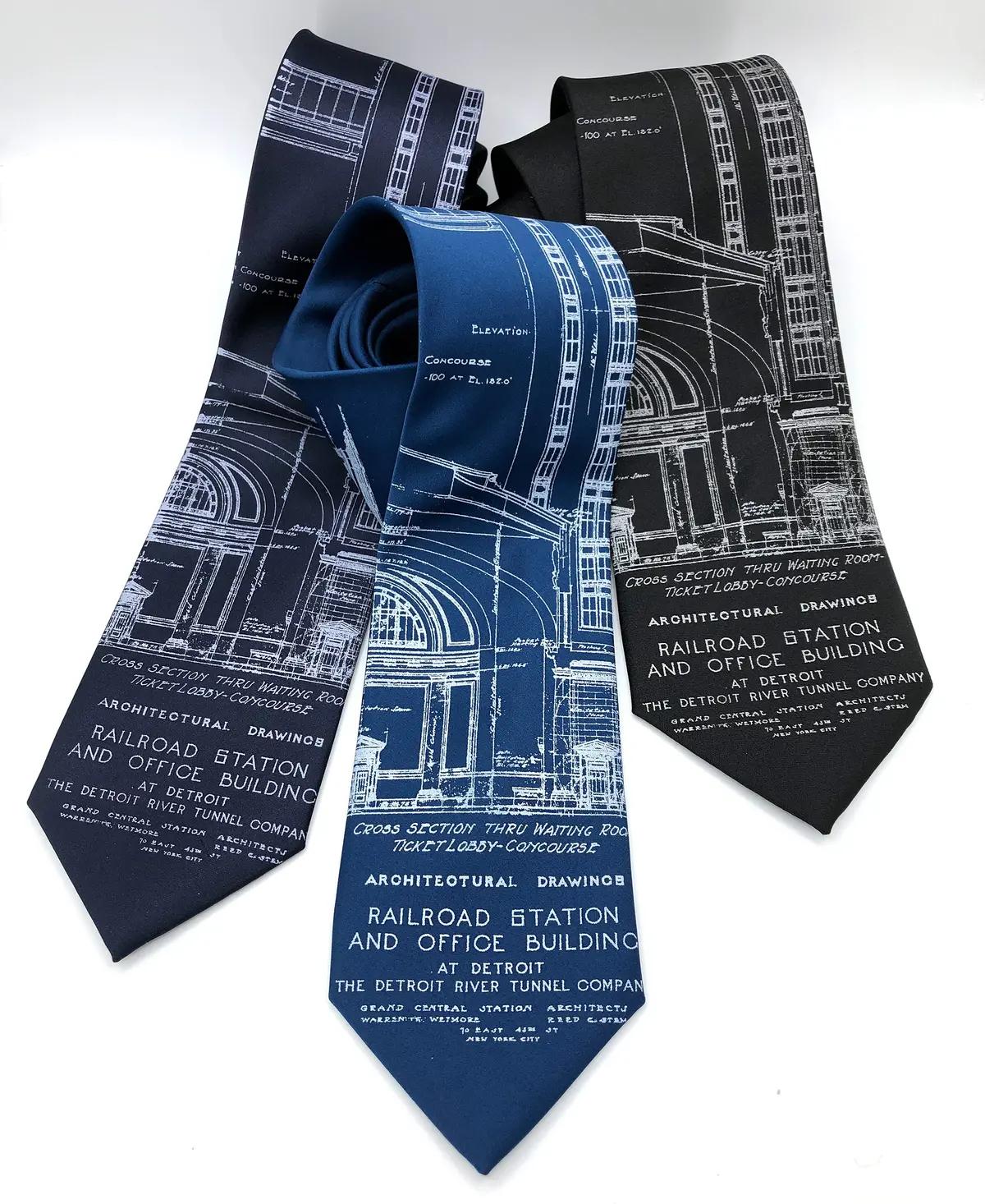 Blueprint Necktie: Detroit Train Station 1