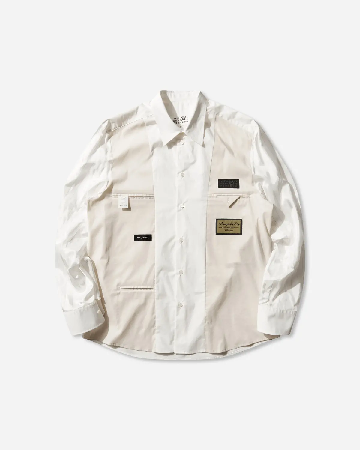 Men's Label Patch Poplin Shirt White 1