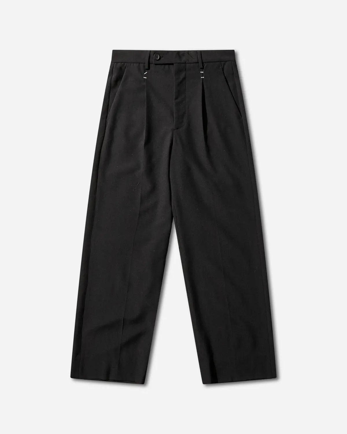 Men's Stapled Wool Trousers Black 1
