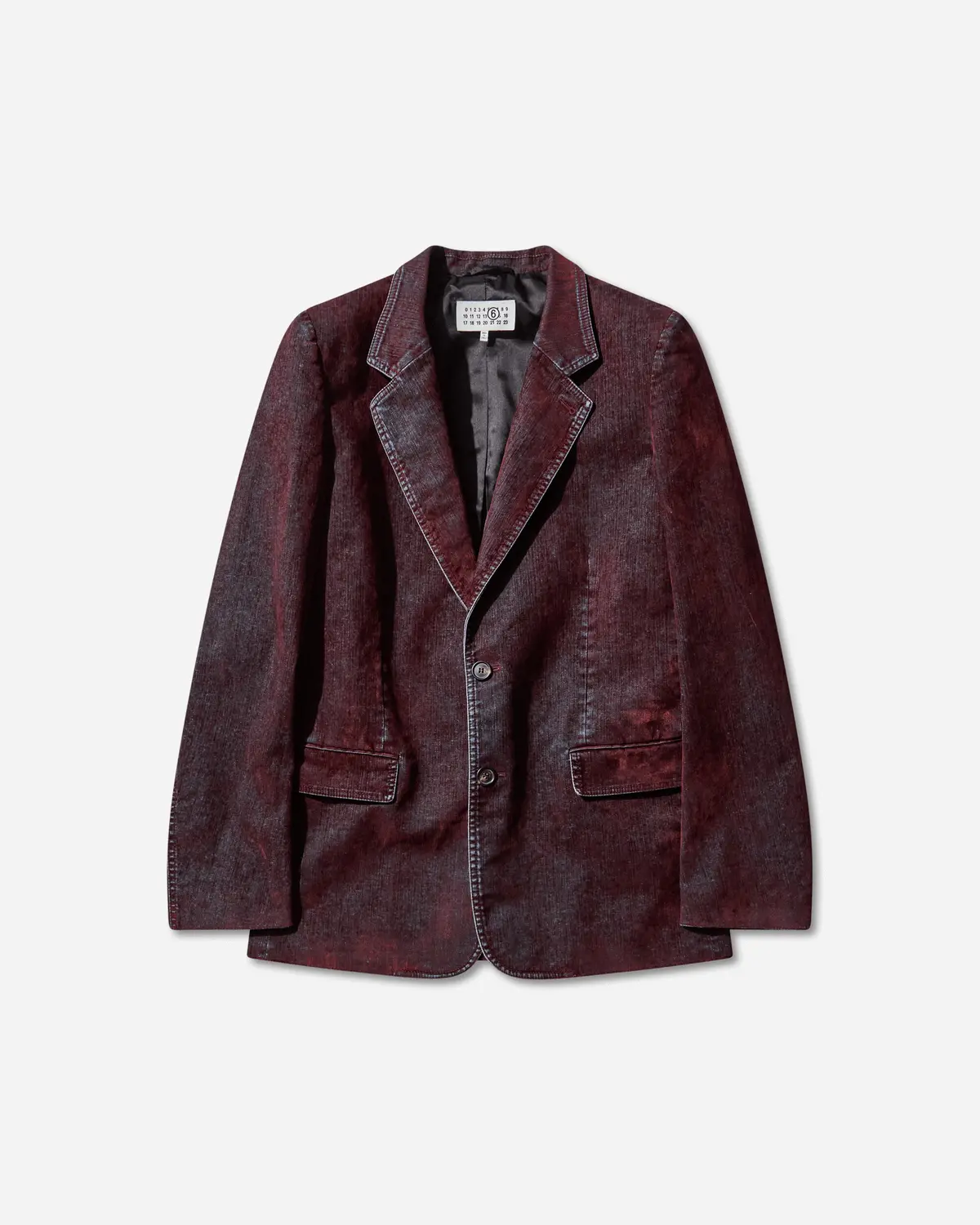 Men's Flocked Denim Suit Jacket Bordeaux 1