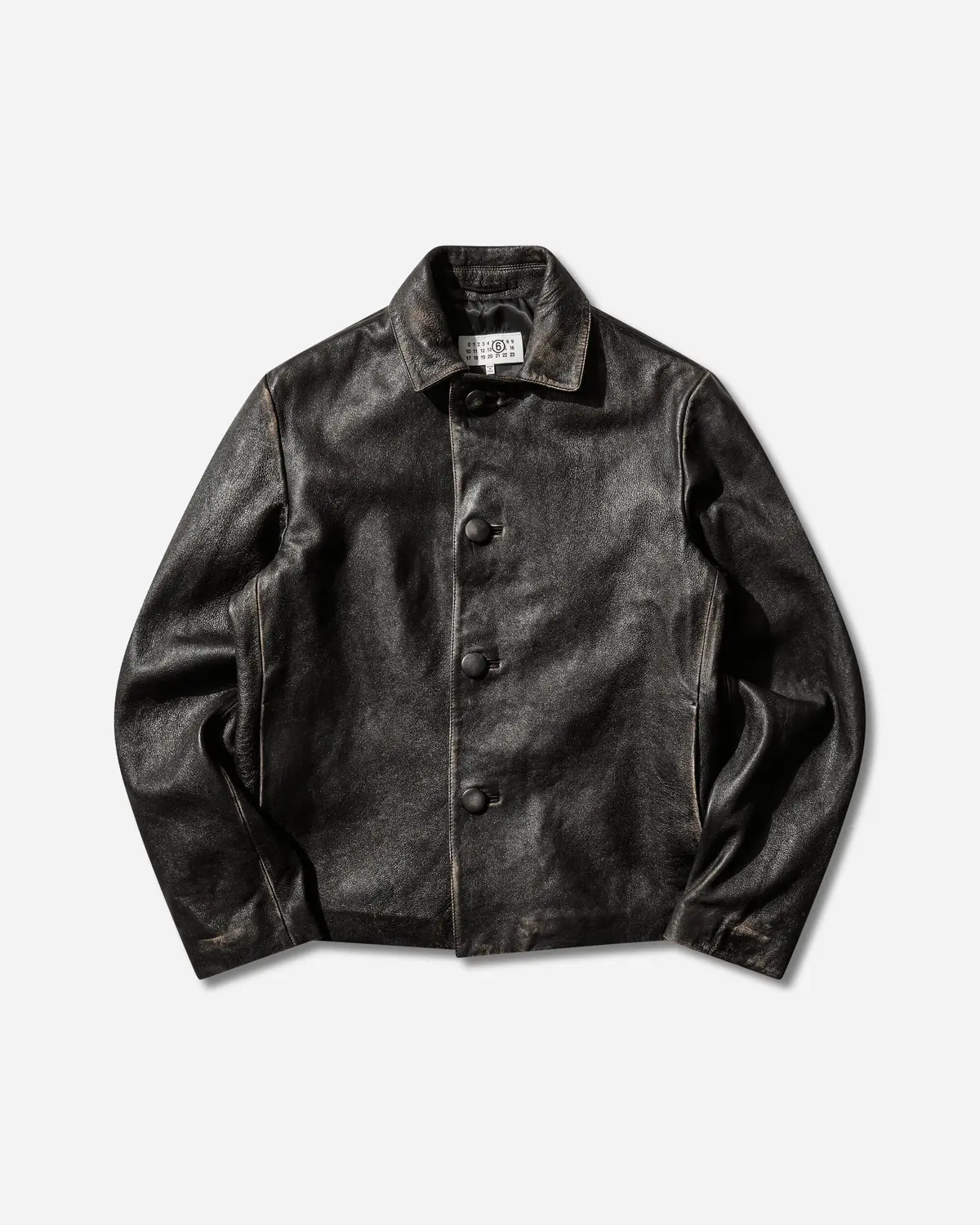 Men's Distressed Leather Jacket Black 1