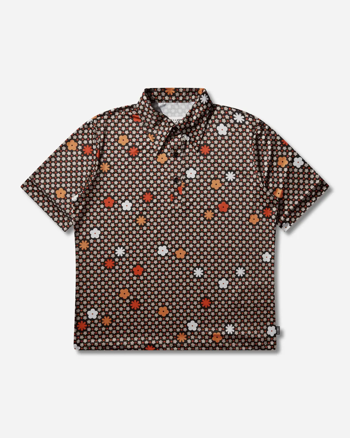 Men's Floral Polo Shirt Black / Red 1