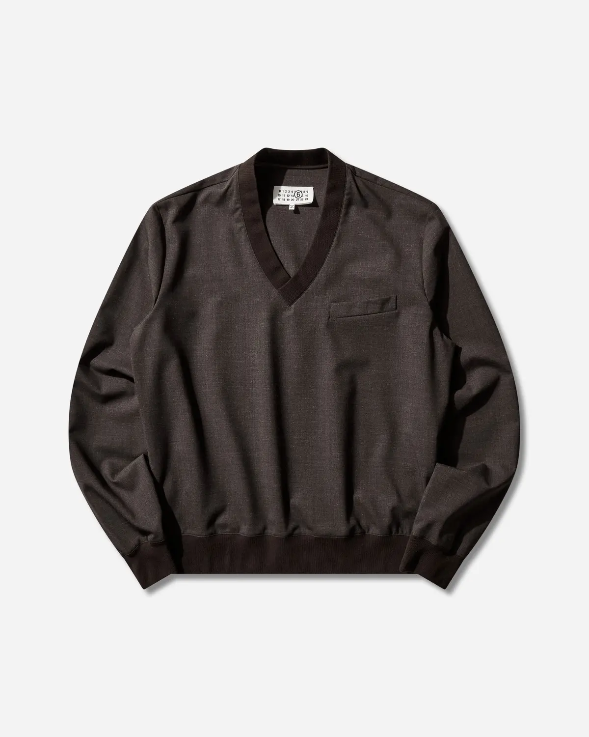 Men's V-Neck Longsleeve Top Deep Brown 1