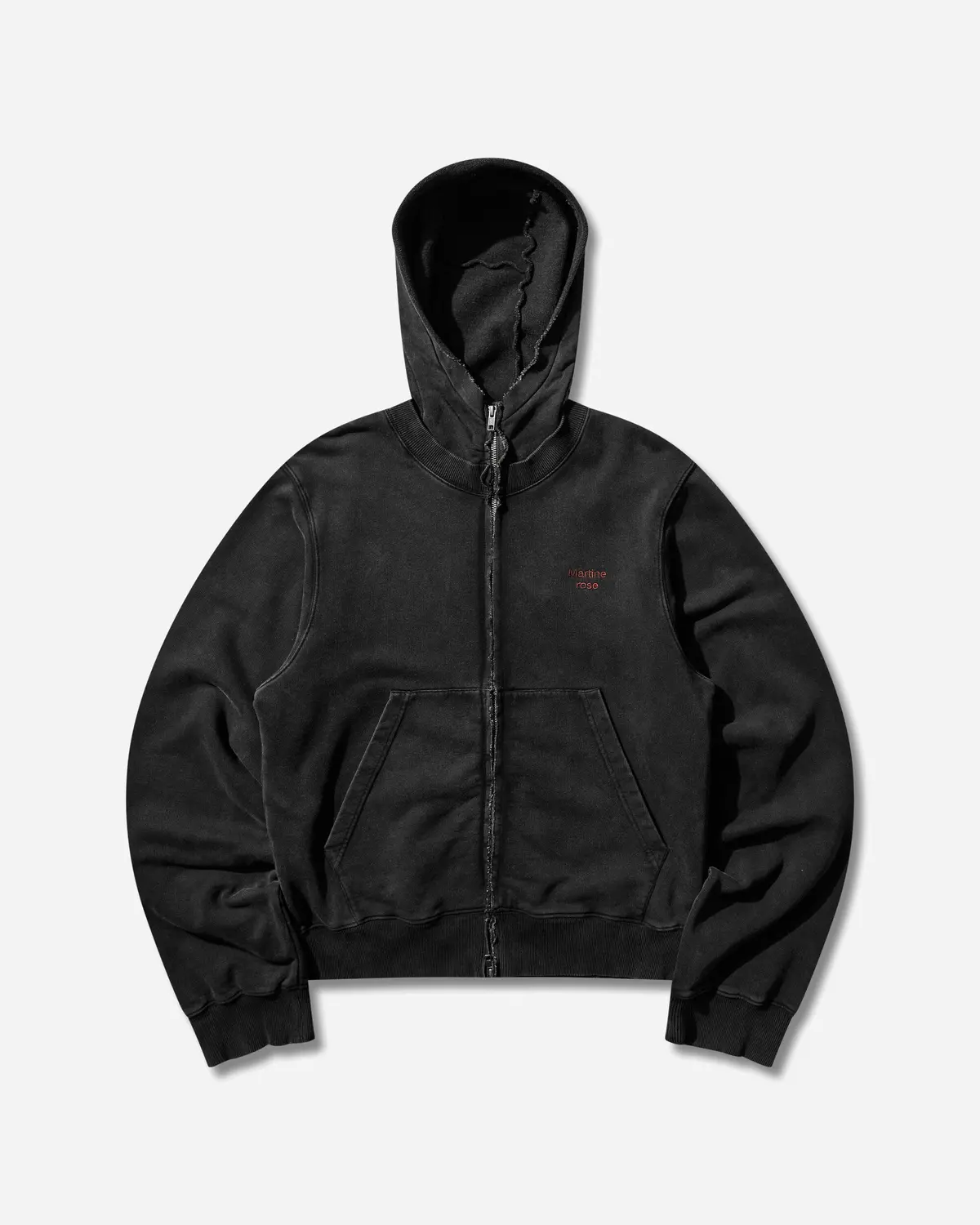Hooded Zip Crew Black Washed 1