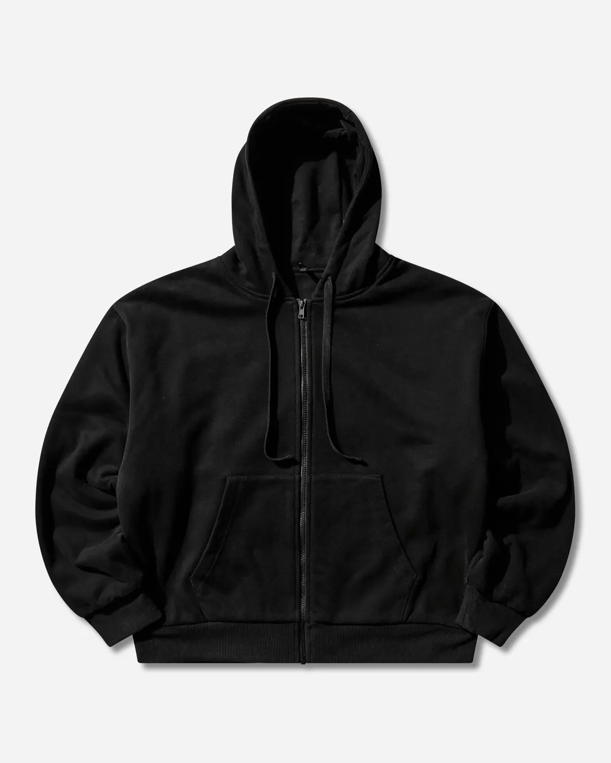 Men's Double Layer Zip Up Hoodie Black 1