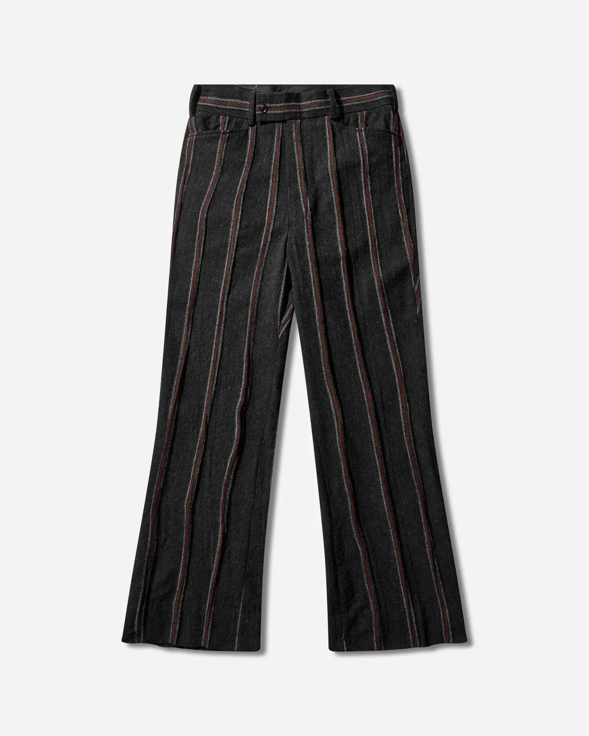 Men's Striped Tweed Boot-Cut Trousers Charcoal / Red 1