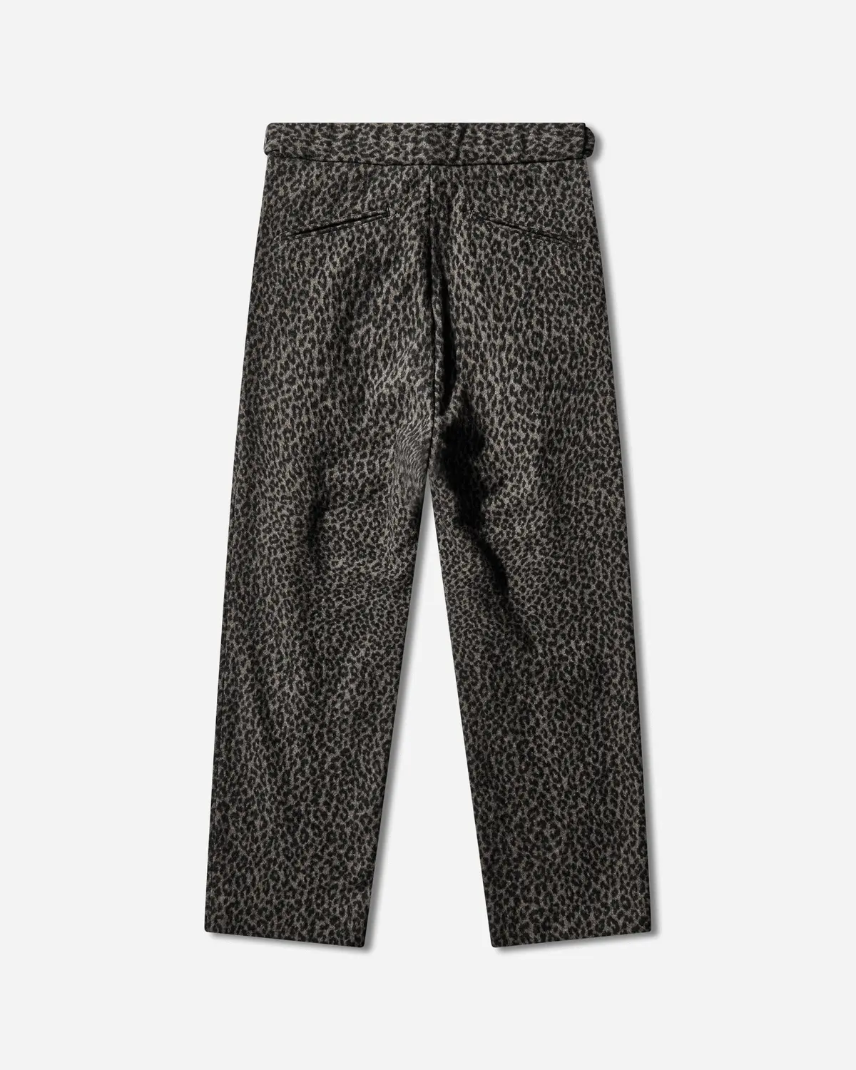 Men's Leopard Jacquard Side Tab Tucked Trousers Charcoal 2