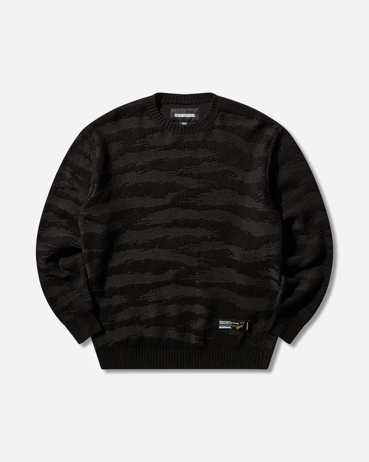 Men's Camo Pattern Crewneck Sweater Black 1