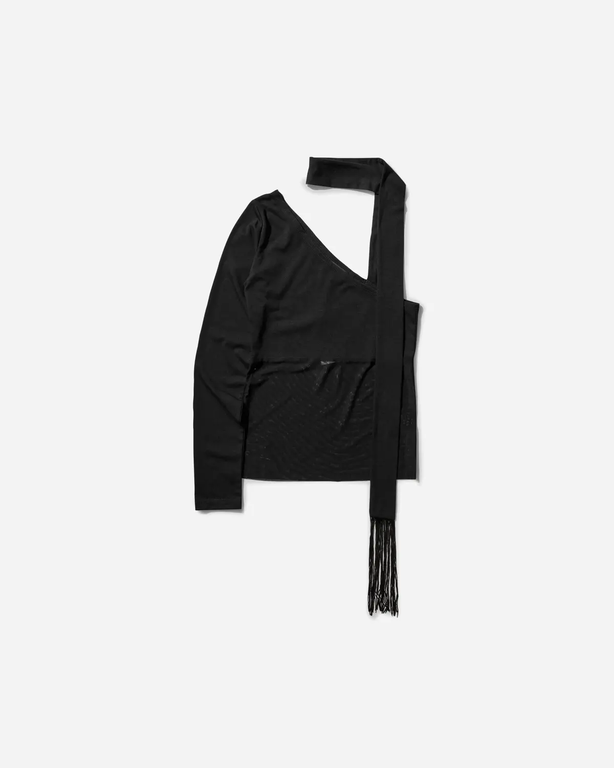 Women's Asymmetric Neck Tie Top Black 1