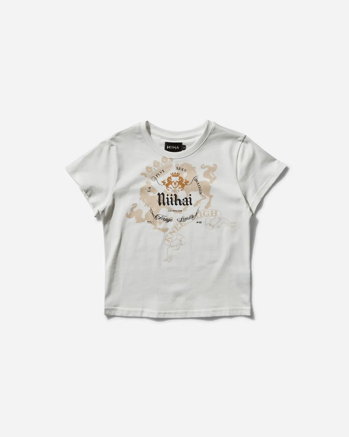 Women's Champagne Baby Tee White 1