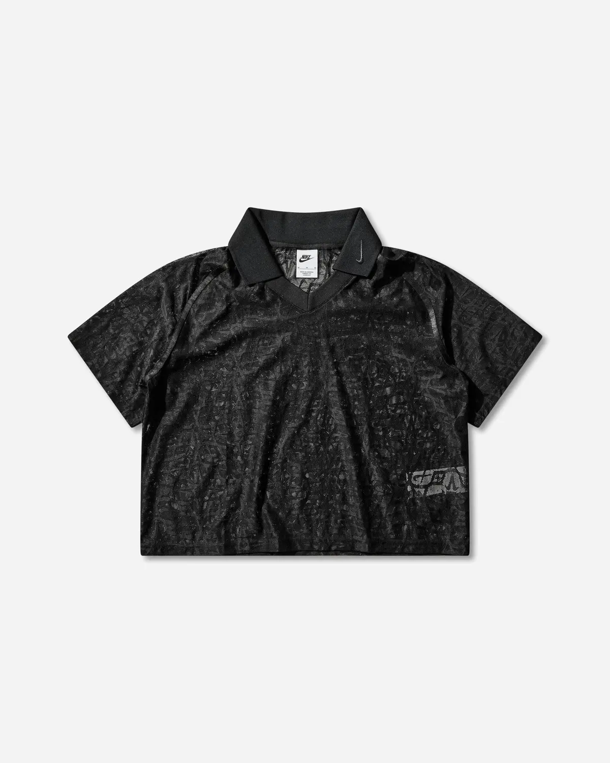Women's Loose Lace Polo Jersey Top Black 1